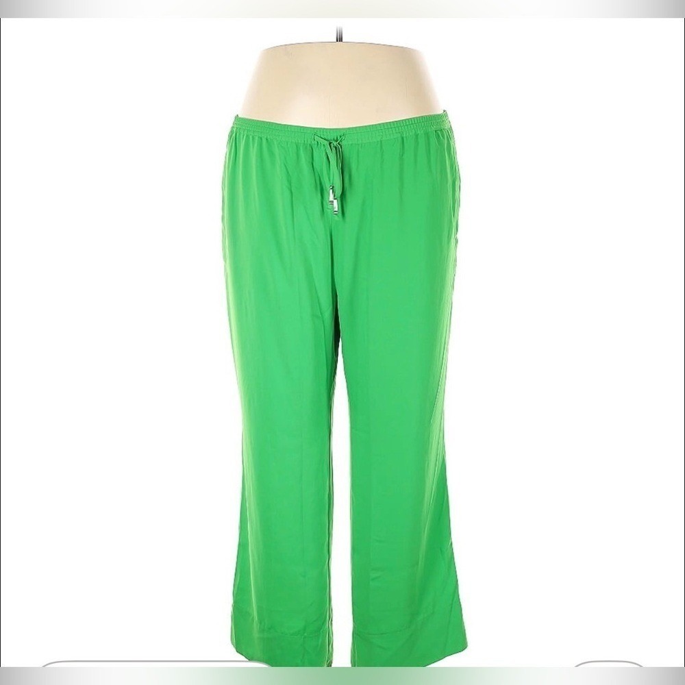 HM Green‎ Wide Leg Drawstring Trousers High Rise Plus Size XXL 1110255 5